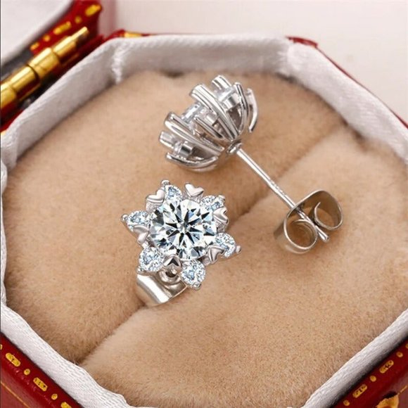 Mens 925 Sterling Silver 2ct Diamond Stud Earrings Studs Stamped Jewelry 2 ct